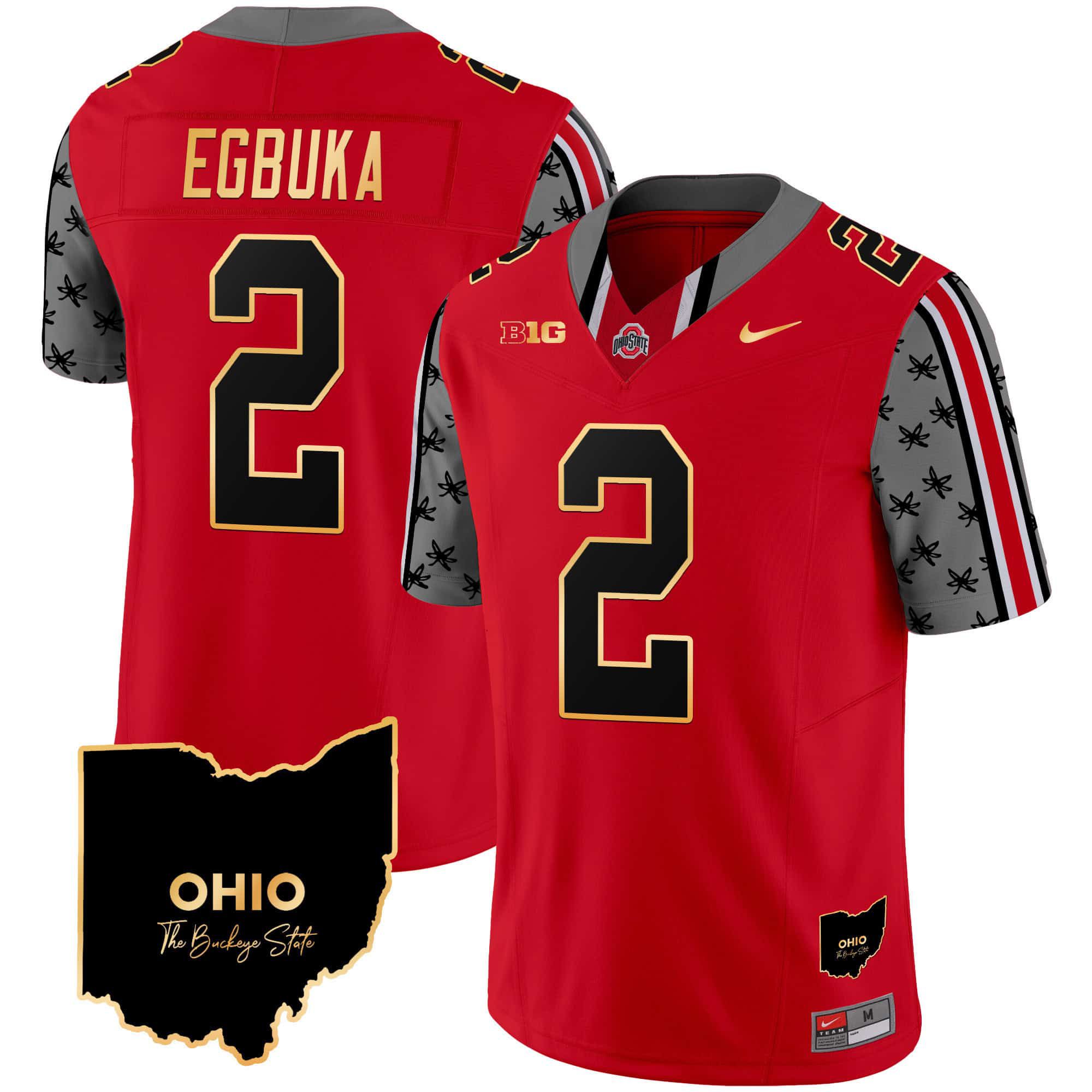 Men Ohio State Buckeyes #2 Egbuka Red 2024 Nike Home Patch Gold Trim Vapor Limited NCAA Jersey->indianapolis colts->NFL Jersey